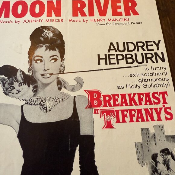 Moon River Piano Sheet Music Audrey Hepburn Mercer Mancini 1961 - Picture 2 of 6